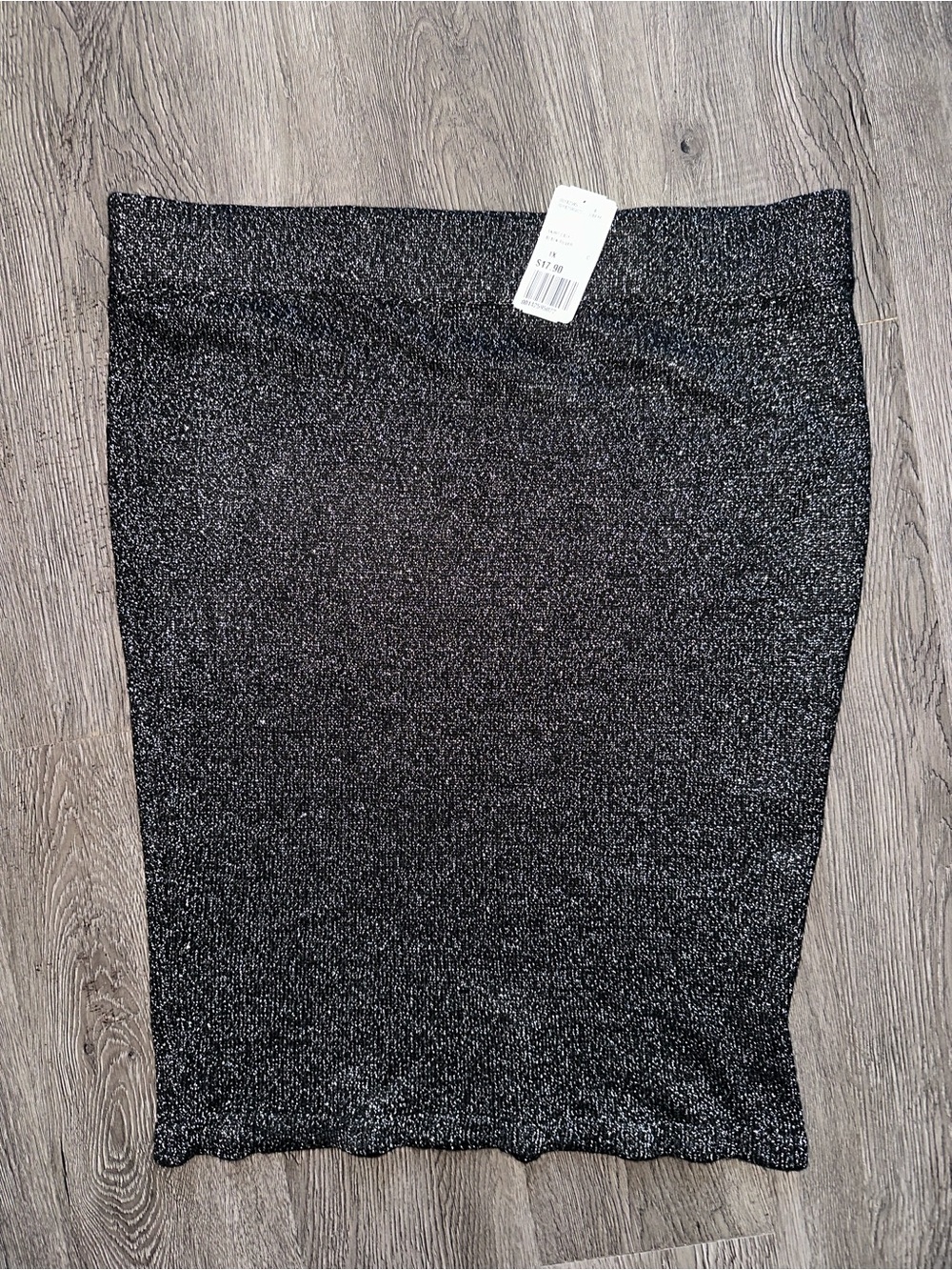 Black Metallic Knit Pencil Skirt